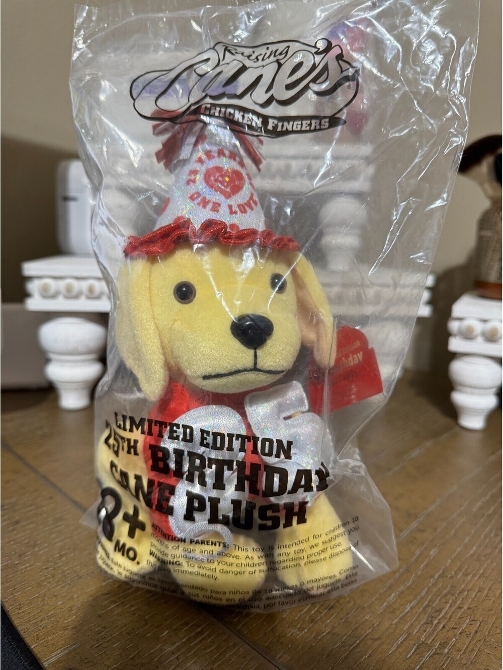 Raising Cane's 25th Birthday Limited Edition Dog Plush Puppy 2022 New In Bag